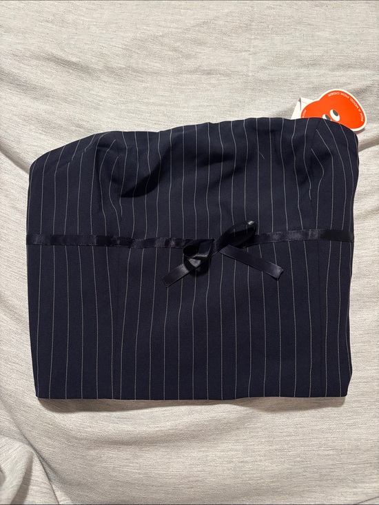 Cider Tops - Cider Navy Pinstripe Strapless Tube Top
